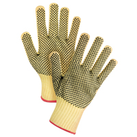Gants tricot&eacute;s deux c&ocirc;t&eacute;s, sans couture, &agrave; pois, Taille Petit/7, Calibre 7, Rev&ecirc;tement PVC, Enveloppe en Kevlar, ASTM ANSI niveau A2/EN 388 niveau 3 Groupe Generik