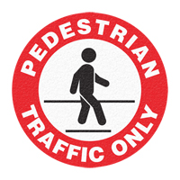 Panneau de signalisation au sol  Pedestrian Traffic Only , Adh&eacute;sif, Anglais avec pictogramme Groupe Generik