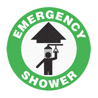 Panneau de signalisation au sol  Emergency Shower , Adh&eacute;sif, Anglais avec pictogramme Groupe Generik