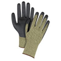 Gants &eacute;lastiques sans coutures r&eacute;sistants &agrave; la coupe noir & jaune, Taille Grand/9, Calibre 13, Rev&ecirc;tement Mousse de nitrile, Enveloppe en Aramide, ASTM ANSI niveau A6 Groupe Generik
