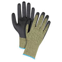 Gants &eacute;lastiques sans coutures r&eacute;sistants &agrave; la coupe noir & jaune, Taille T-Grand/10, Calibre 13, Rev&ecirc;tement Mousse de nitrile, Enveloppe en Aramide, ASTM ANSI niveau A6 Groupe Generik