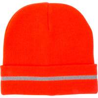 Bonnet en tricot haute visibilit&eacute; avec bande r&eacute;fl&eacute;chissante, Orange haute visibilit&eacute;, Acrylique Groupe Generik