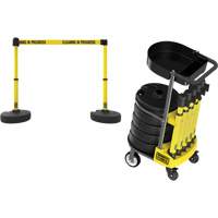 PLUS Barrier Post Cart Kit with Tray, 75' L, Metal, Yellow Groupe Generik