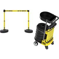 PLUS Barrier Post Cart Kit with Tray, 75' L, Metal, Yellow Groupe Generik