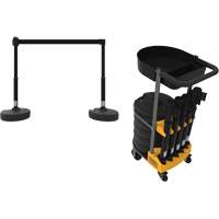 PLUS Barrier Post Cart Kit with Tray, 75' L, Metal, Black Groupe Generik