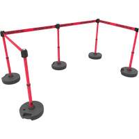 Ensemble de cinq montants pour barri&egrave;re PLUS, Plastique, 42" h, Ruban Rouge, Longueur du ruban 15' Groupe Generik