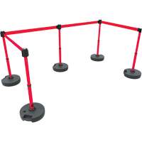 Ensemble de cinq montants pour barri&egrave;re PLUS, Plastique, 42" h, Ruban Rouge, Longueur du ruban 15' Groupe Generik