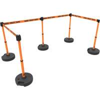 Ensemble de cinq montants pour barri&egrave;re PLUS, Plastique, 42" h, Ruban Orange, Longueur du ruban 15' Groupe Generik