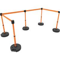 Ensemble de cinq montants pour barri&egrave;re PLUS, Plastique, 42" h, Ruban Orange, Longueur du ruban 15' Groupe Generik