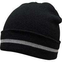 Bonnet en tricot avec bande r&eacute;fl&eacute;chissante argent&eacute;e, Taille unique, Noir Groupe Generik