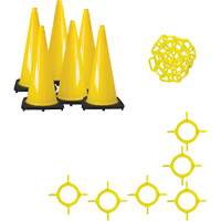 Traffic Cone & Chain Kit, 28", Yellow Groupe Generik