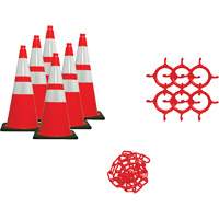 Traffic Cone & Chain Kit, 28", Orange, 4" & 6" Reflective Collar(s) Groupe Generik