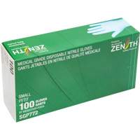 Gants jetables de calibre m&eacute;dical r&eacute;sistants &agrave; la perforation, Petit, Nitrile, 4,5 mils, Sans poudre, Bleu, Classe 2 Groupe Generik