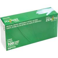 Gants jetables de calibre m&eacute;dical r&eacute;sistants &agrave; la perforation, Grand, Nitrile, 4,5 mils, Sans poudre, Bleu, Classe 2 Groupe Generik