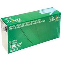 Gants jetables de calibre m&eacute;dical r&eacute;sistants &agrave; la perforation, 2T-Grand, Nitrile, 4,5 mils, Sans poudre, Bleu, Classe 2 Groupe Generik