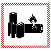 Étiquettes de manutention de matières dangereuses, 4-1/2" lo x 5-1/2" la, Noir/rouge SGQ532 | Groupe Generik