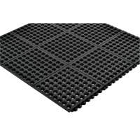 Cushion-Ease&reg; 550 Interlocking Anti-Fatigue Mat, Slotted, 3' x 3' x 3/4", Black, Rubber Groupe Generik