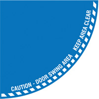Signalisation au sol ?Caution? (attention) pour porte battante en quart de cercle, Adh&eacute;sif, Anglais avec pictogramme Groupe Generik