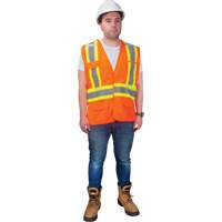 Veste d'arpenteur haute visibilit&eacute; conforme &agrave; la CSA, Orange haute visibilit&eacute;, Moyen, Polyester Groupe Generik