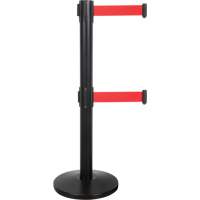 Barri&egrave;re pour le contr&ocirc;le des foules &agrave; courroie double, Acier, 35" h, Ruban Rouge, Longueur du ruban 7' Groupe Generik