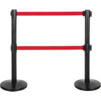 Barri&egrave;re pour le contr&ocirc;le des foules &agrave; courroie double, Acier, 35" h, Ruban Rouge, Longueur du ruban 7' Groupe Generik