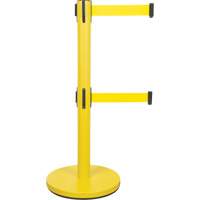Barri&egrave;re pour le contr&ocirc;le des foules &agrave; courroie double, Acier, 35" h, Ruban Jaune, Longueur du ruban 7' Groupe Generik