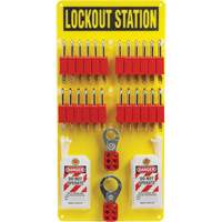 Tableau de cadenassage et &eacute;tiquetage avec cadenas de s&eacute;curit&eacute; en nylon utilisant des cl&eacute;s diff&eacute;rentes, Cadenas Plastique, Capacit&eacute; de 24, Cadenas Compris Groupe Generik
