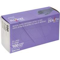 Gants jetables de calibre m&eacute;dical, 2T-Grand, Nitrile, 6 mils, Sans poudre, Noir, Classe 2 Groupe Generik