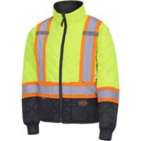 5016 Quilted Freezer Jacket, Polyester, Black/High Visibility Lime-Yellow, X-Small Groupe Generik