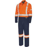 7702BB FR-Tech&reg; 2-Tone Safety Coverall, Size 36, Navy Blue/Orange, 10 cal/cm² Groupe Generik