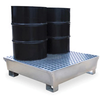 4-Drum Steel Ultra-Spill Pallet&reg;, 68 US gal. Spill Capacity, 49.1" x 47.1" x 10.9" Groupe Generik