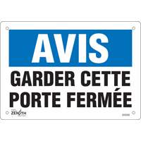 Enseigne  Porte ferm&eacute;e , 7" x 10", Vinyle, Français Groupe Generik