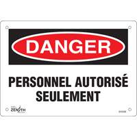 Enseigne  Personnel autoris&eacute; seulement , 7" x 10", Plastique, Français Groupe Generik