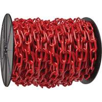 Heavy-Duty Plastic Safety Chain, Red, 2" Link, 100' Length Groupe Generik