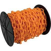 Heavy-Duty Plastic Safety Chain, Orange, 2" Link, 100' Length Groupe Generik