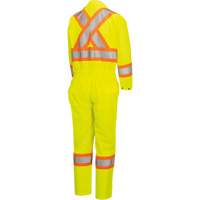 5999AW Women's High-Visibility Traffic Safety Coveralls, X-Small, High Visibility Lime-Yellow Groupe Generik