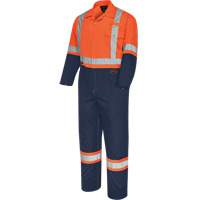 5514BBT 2-Tone Safety Coveralls with Zipper Closure, 40 (Tall), High Visibility Orange/Navy Blue Groupe Generik