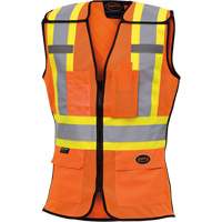 486 Women's High-Visibility Safety Tear-Away Vest, High Visibility Orange, X-Small, Polyester Groupe Generik