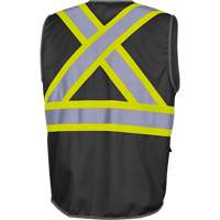 6959BK Tricot High-Visibility Safety Vest with Zipper Closure, Black, X-Small, Polyester Groupe Generik