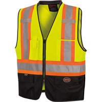 6895 High-Visibility Zip Front Bi-Colour Safety Vest, Black/High Visibility Lime-Yellow, 2X-Large/3X-Large, Polyester Groupe Generik