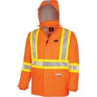5884 Flash-Gard&reg; FR/Arc-Rated Waterproof Jacket with Hood, Small, High Visibility Orange, 51 cal/cm² Groupe Generik