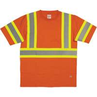 Short Sleeve Safety T-Shirt, Cotton, X-Small, High Visibility Orange Groupe Generik