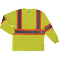 Long Sleeve Safety T-Shirt, Cotton, X-Small, High Visibility Lime-Yellow Groupe Generik