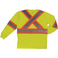 Long Sleeve Safety T-Shirt, Cotton, X-Small, High Visibility Lime-Yellow Groupe Generik