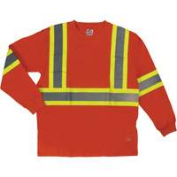 Long Sleeve Safety T-Shirt, Cotton, X-Small, High Visibility Orange Groupe Generik