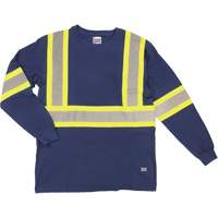 Long Sleeve Safety T-Shirt, Cotton, X-Small, Navy Blue Groupe Generik