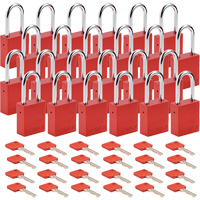 Velocity Lockout Padlocks, Red, Keyed Alike, Aluminum, 1-1/2" Width Groupe Generik