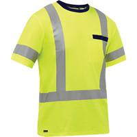 Bisley&reg; X-Back Short Sleeve Shirt, Poly-Cotton, Small, High Visibility Lime-Yellow Groupe Generik