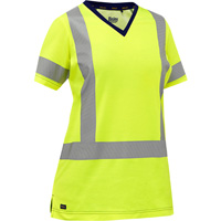 Bisley&reg; Women's X-Back Short Sleeve Shirt, Poly-Cotton, Small, High Visibility Lime-Yellow Groupe Generik