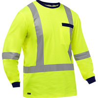 Bisley&reg; X-Back Long Sleeve Shirt, Poly-Cotton, Small, High Visibility Lime-Yellow Groupe Generik